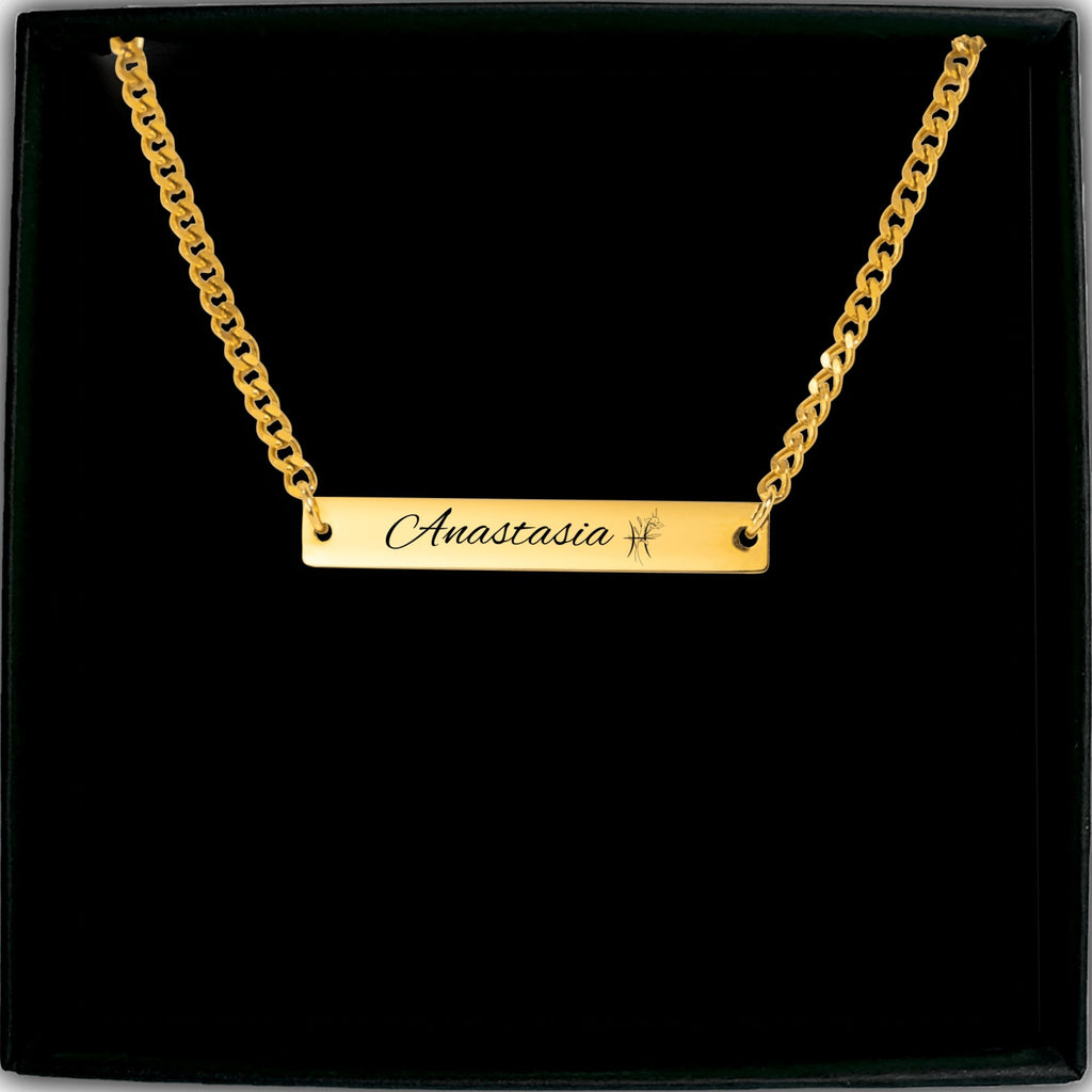 Cuban link ketting met gegraveerde staaf