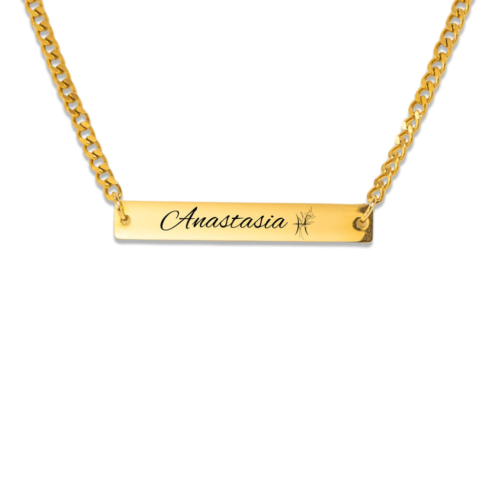 Cuban link ketting met gegraveerde staaf