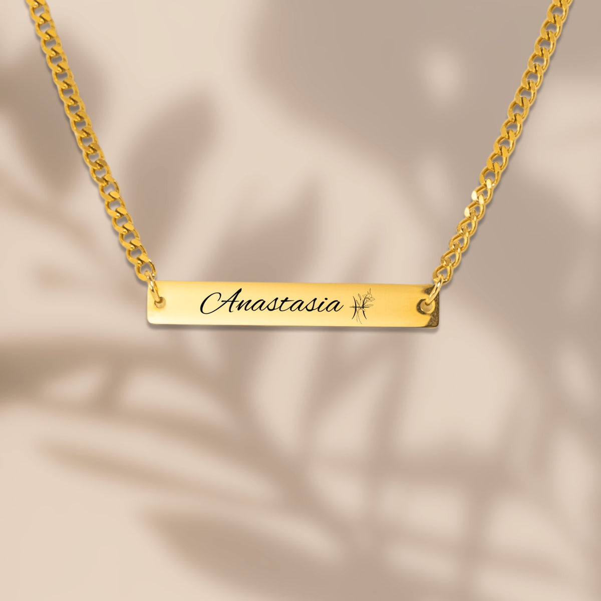 Cuban link ketting met gegraveerde staaf