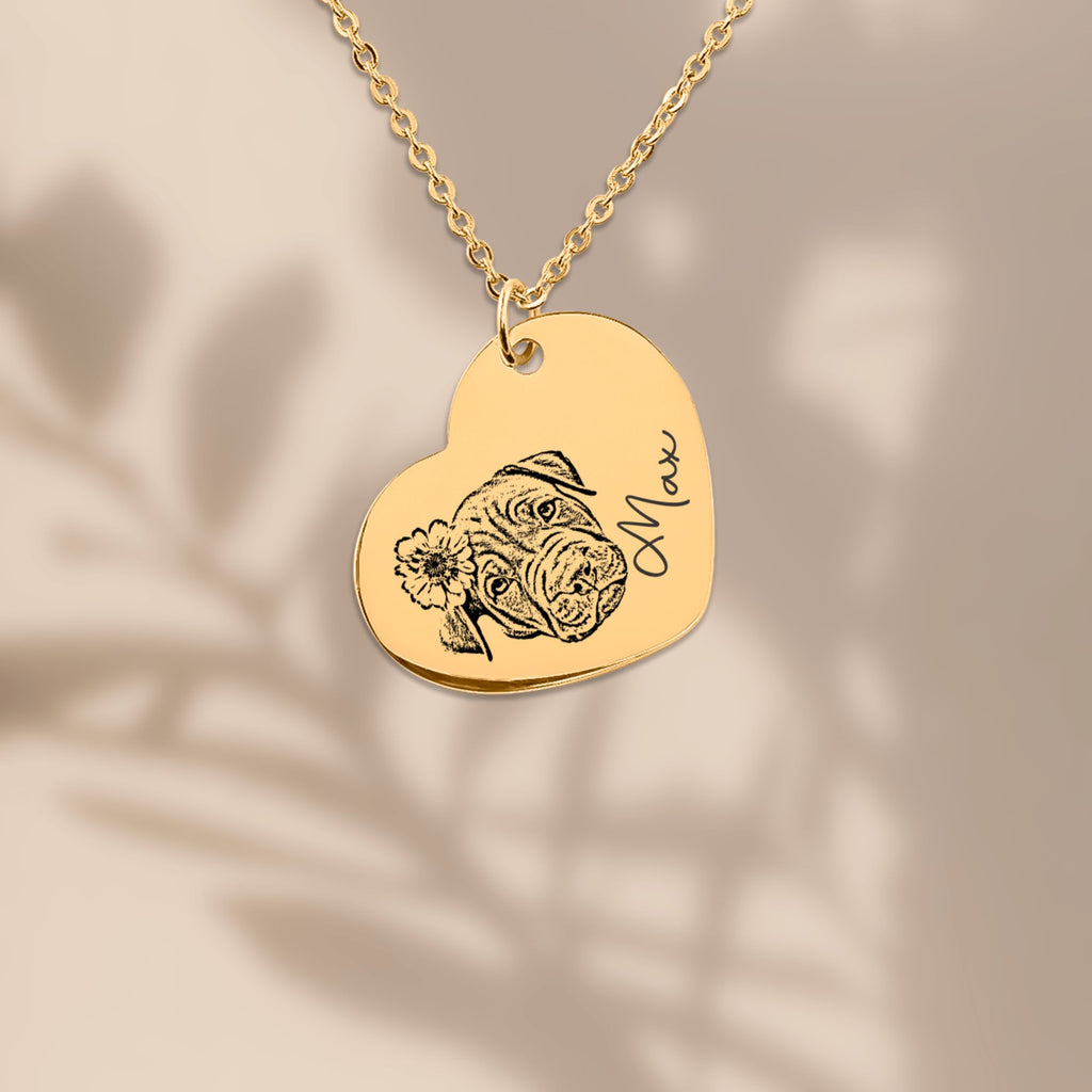 Hartketting met lijnportret van je foto