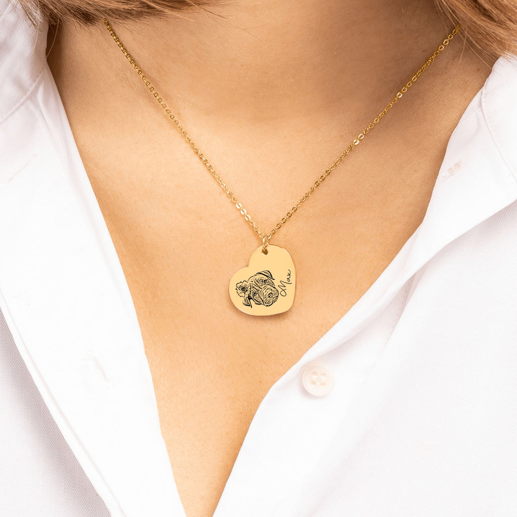 Hartketting met lijnportret van je foto