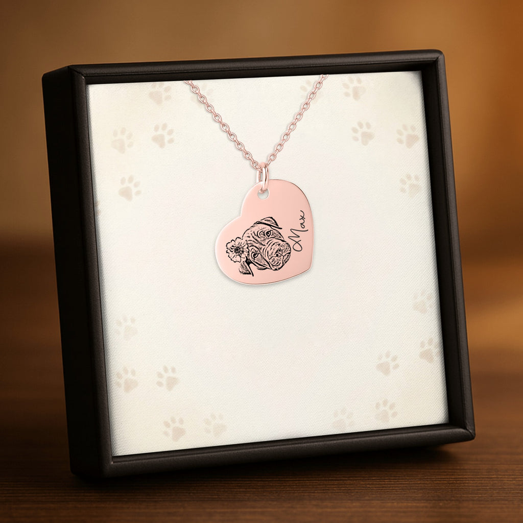 De hartketting in roségoud, in een geschenkdoosje